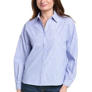 Nanette Lepore Navy Striped Button Down Shirt